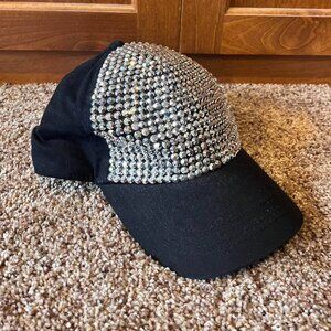 Black and Silver‎ Bedazzled Cap 🖤